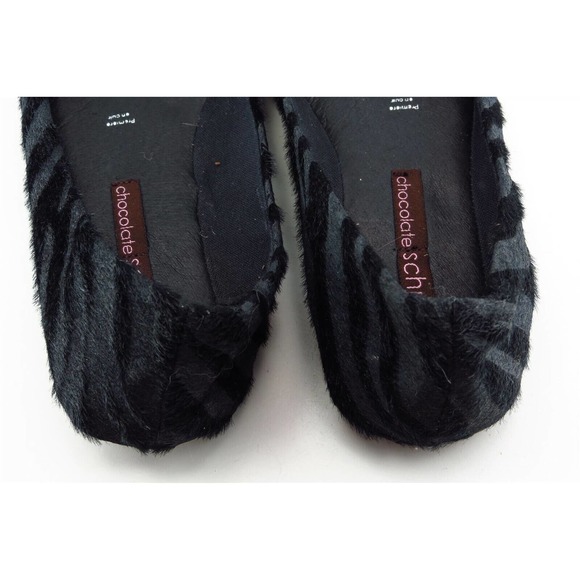 Chocolate Schubar Size 39 M Black Round Toe Flats Fabric‎ Women - Picture 5 of 7